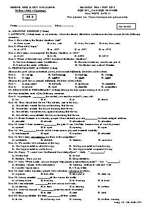 Đề kiểm tra 1 tiết số 2 học kỳ I môn Tiếng Anh Lớp 11 - Mã đề 485 - Năm học 2019-2020 - Trường THCS và THPT Kpă Klơng